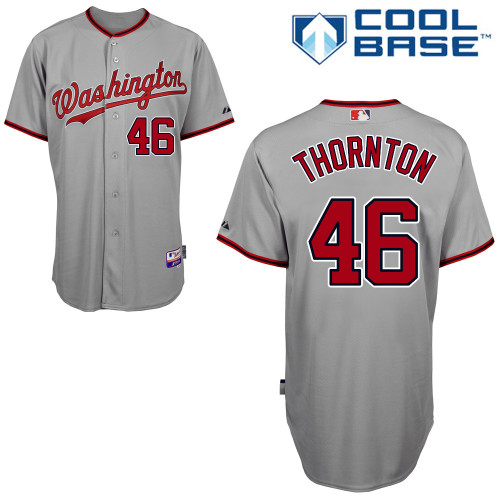 Matt Thornton #46 Youth Baseball Jersey-Washington Nationals Authentic Road Gray Cool Base MLB Jersey